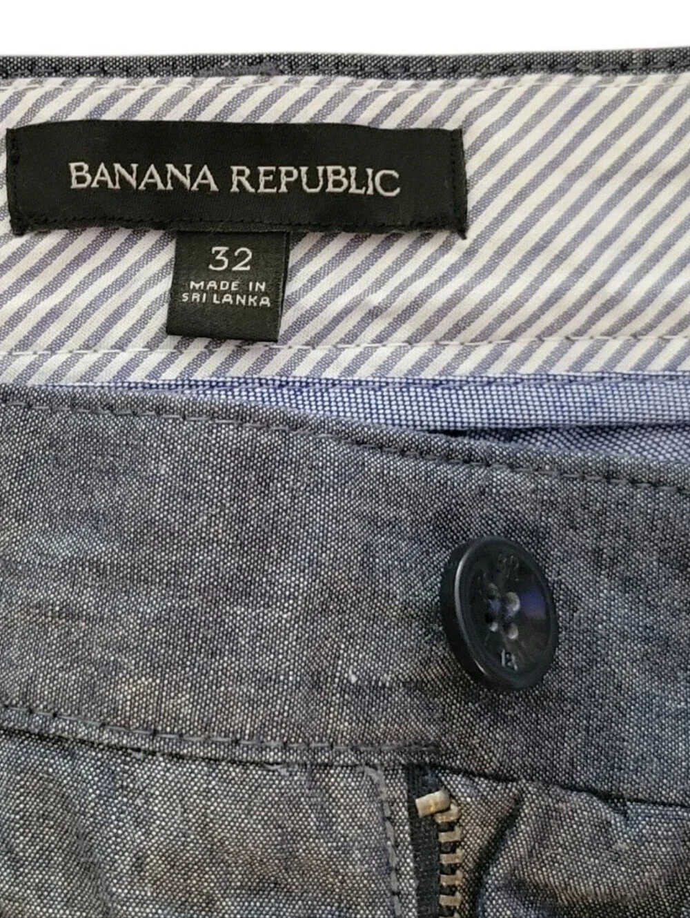Banana Republic Chambray Flat-Front Shorts - Blue Gray